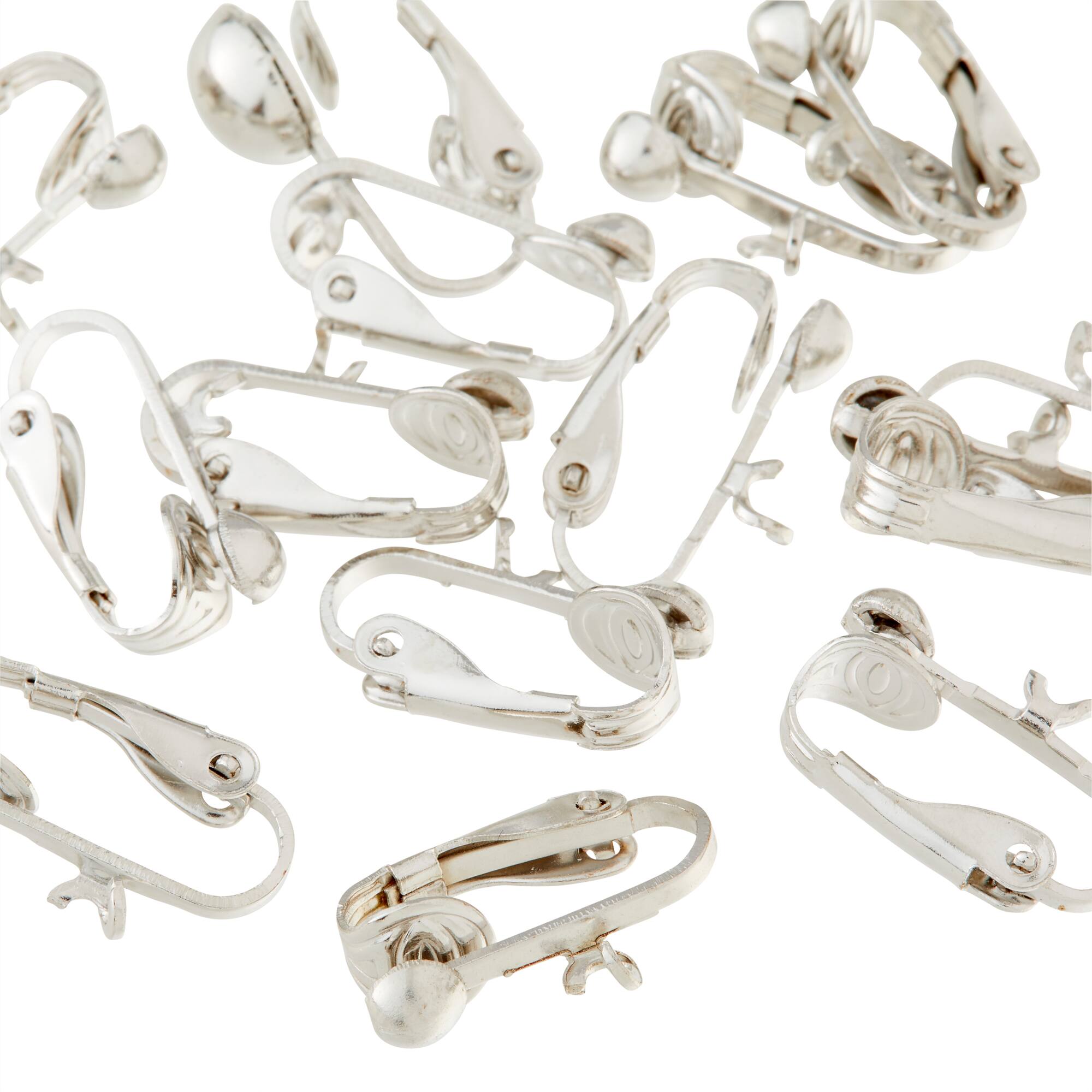 Bead Landing™ Clip On Earrings With Loop, Rhodium